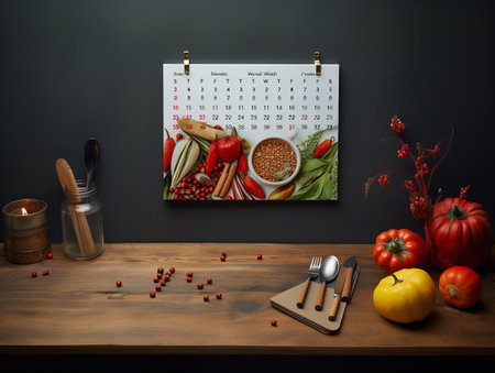 Elegant Wall Calendar Mockup for Home and Office - AI Generatedの素材
