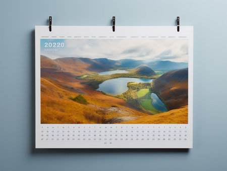 Elegant Wall Calendar Mockup for Home and Office - AI Generatedの素材