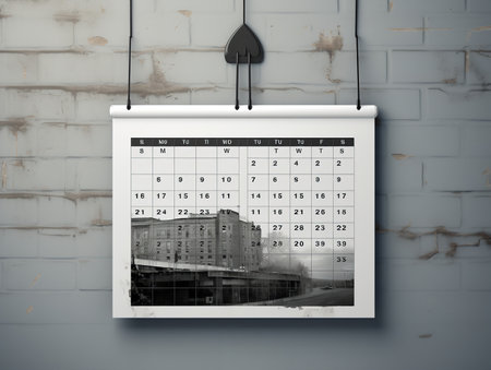 Elegant Wall Calendar Mockup for Home and Office - AI Generatedの素材