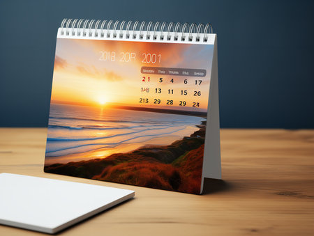 Elegant Wall Calendar Mockup for Home and Office - AI Generatedの素材