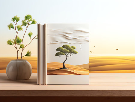Creative Book Cover Mockup for Authors and Publishers - AI Generatedの素材