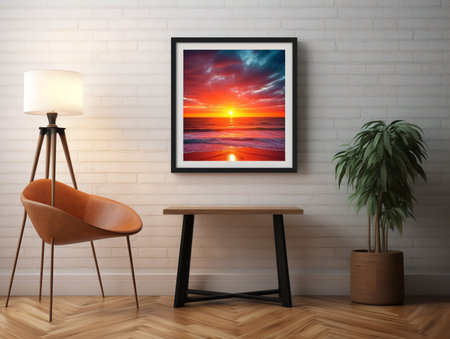 Artistic Canvas Print Mockup for Home and Gallery Decor - AI Generatedの素材