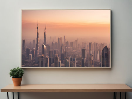 Artistic Canvas Print Mockup for Home and Gallery Decor - AI Generatedの素材