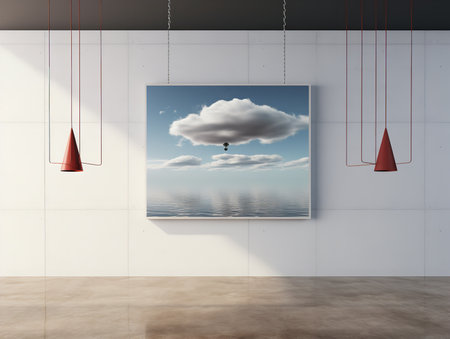 Artistic Canvas Print Mockup for Home and Gallery Decor - AI Generatedの素材