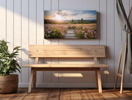 Artistic Canvas Print Mockup for Home and Gallery Decor - AI Generatedの素材
