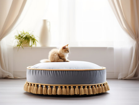Cozy Pet Bed Mockup for Home and Pet Stores - AI Generatedの素材