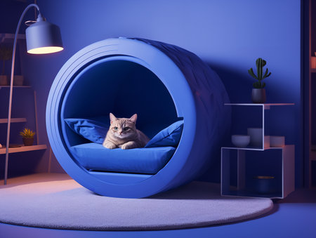 Cozy Pet Bed Mockup for Home and Pet Stores - AI Generatedの素材