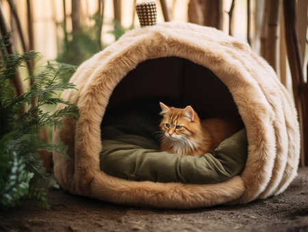Cozy Pet Bed Mockup for Home and Pet Stores - AI Generatedの素材