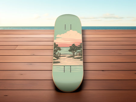 Trendy Skateboard Deck Mockup for Sports and Lifestyle - AI Generatedの素材