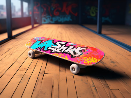 Trendy Skateboard Deck Mockup for Sports and Lifestyle - AI Generatedの素材
