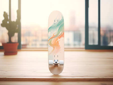 Trendy Skateboard Deck Mockup for Sports and Lifestyle - AI Generatedの素材