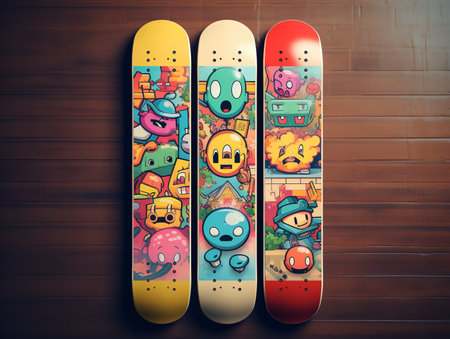 Trendy Skateboard Deck Mockup for Sports and Lifestyle - AI Generatedの素材
