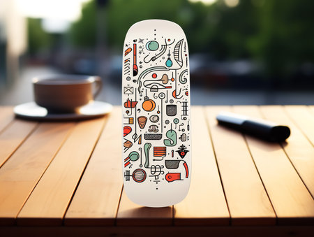 Trendy Skateboard Deck Mockup for Sports and Lifestyle - AI Generatedの素材