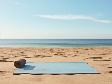 Tranquil Yoga Mat Mockup for Wellness and Fitness - AI Generatedの素材
