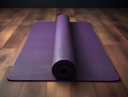 Tranquil Yoga Mat Mockup for Wellness and Fitness - AI Generatedの素材