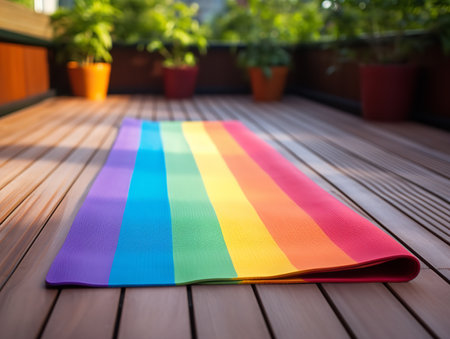 Tranquil Yoga Mat Mockup for Wellness and Fitness - AI Generatedの素材