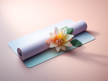 Tranquil Yoga Mat Mockup for Wellness and Fitness - AI Generatedの素材