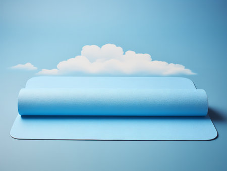 Tranquil Yoga Mat Mockup for Wellness and Fitness - AI Generatedの素材
