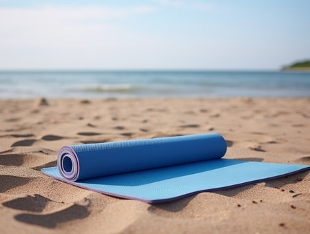 Tranquil Yoga Mat Mockup for Wellness and Fitness - AI Generatedの素材