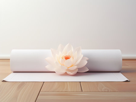 Tranquil Yoga Mat Mockup for Wellness and Fitness - AI Generatedの素材