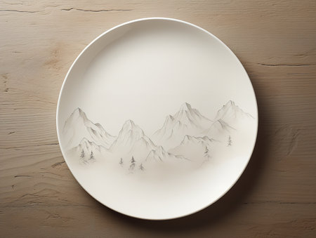 Elegant Ceramic Plate Mockup for Dining and Decor - AI Generatedの素材