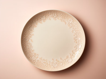 Elegant Ceramic Plate Mockup for Dining and Decor - AI Generatedの素材