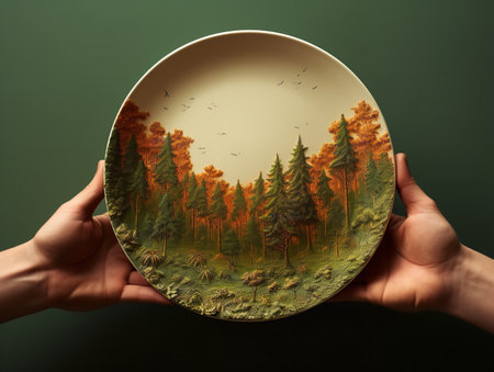 Elegant Ceramic Plate Mockup for Dining and Decor - AI Generatedの素材