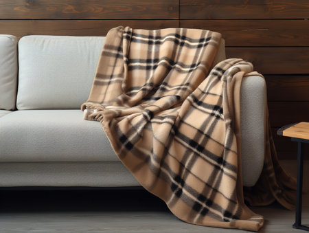 Cozy Fleece Blanket Mockup for Home Comfort - AI Generatedの素材