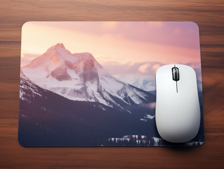 Ergonomic Mouse Pad Mockup for Comfortable Computing - AI Generatedの素材