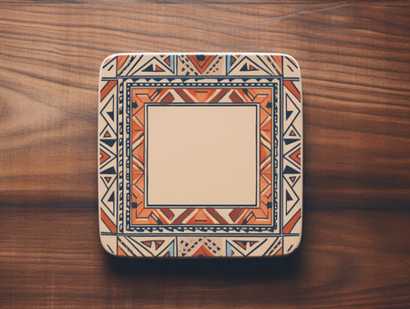 Elegant Ceramic Coaster Mockup for Tableware - AI Generatedの素材