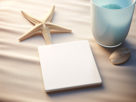 Elegant Ceramic Coaster Mockup for Tableware - AI Generatedの素材