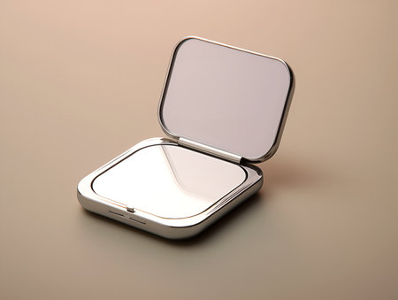 Elegant Compact Mirror Mockup for Beauty and Accessories - AI Generatedの素材