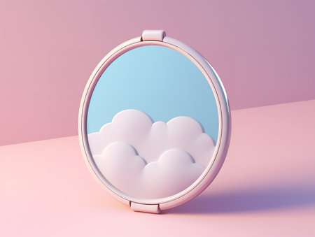 Elegant Compact Mirror Mockup for Beauty and Accessories - AI Generatedの素材