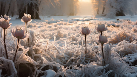 Winter's Frosty Hellebore Haven - AI Generatedの素材