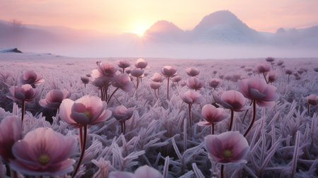 Winter's Frosty Hellebore Haven - AI Generatedの素材