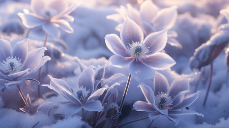 Winter's Frosty Hellebore Haven - AI Generatedの素材