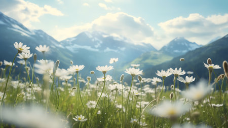 Alpine Edelweiss Meadow Elegance - AI Generatedの素材