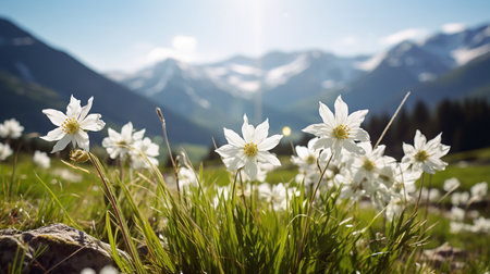 Alpine Edelweiss Meadow Elegance - AI Generatedの素材
