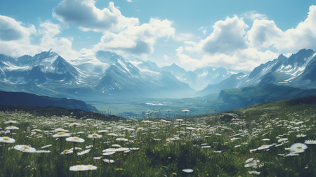 Alpine Edelweiss Meadow Elegance - AI Generatedの素材
