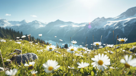 Alpine Edelweiss Meadow Elegance - AI Generatedの素材