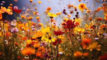 Autumn Wildflower Meadow Charm - AI Generatedの素材