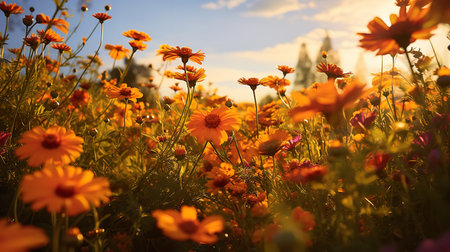 Autumn Wildflower Meadow Charm - AI Generatedの素材