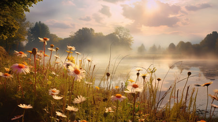 Autumn Wildflower Meadow Charm - AI Generatedの素材