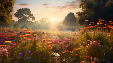 Autumn Wildflower Meadow Charm - AI Generatedの素材