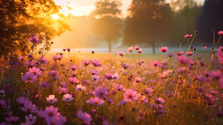 Autumn Wildflower Meadow Charm - AI Generatedの素材