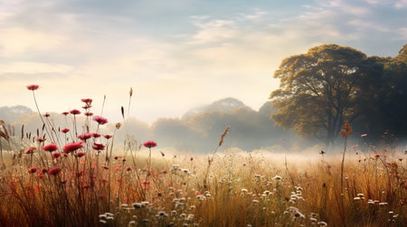 Autumn Wildflower Meadow Charm - AI Generatedの素材