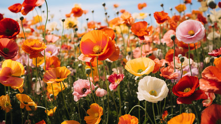 Vibrant Summer Flower Field - AI Generatedの素材