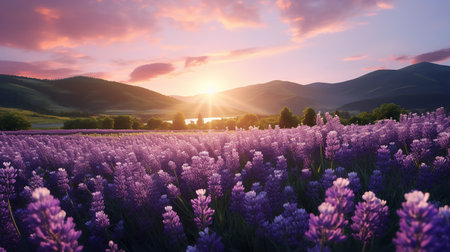 Vibrant Summer Flower Field - AI Generatedの素材