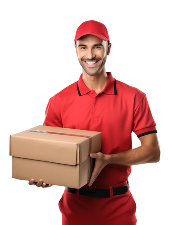 Male Postman Delivering Package, AI Generatedの素材