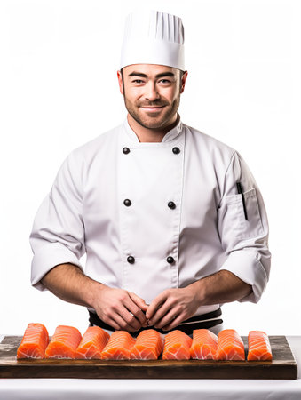 Male Chef Cooking in Kitchen, AI Generatedの素材